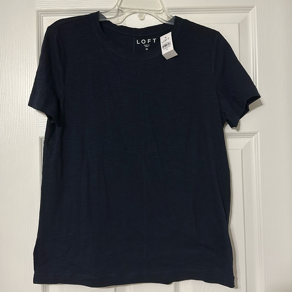NWT Loft Women’s Medium Solid Navy Cotton T-Shirt